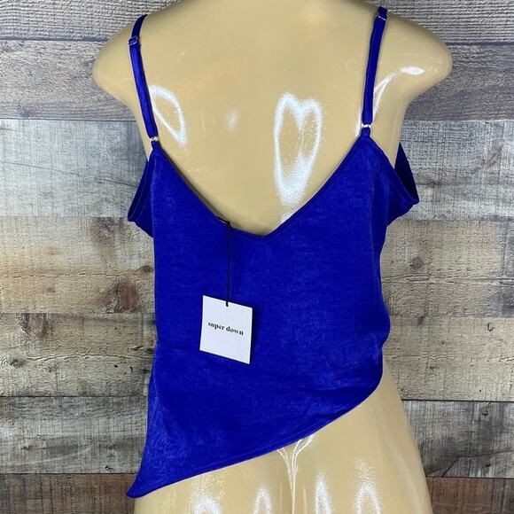 Superdown Ezra Asymmetric Crop Cami Tank Top Cobalt Blue Size Medium NWT - Picture 4 of 9